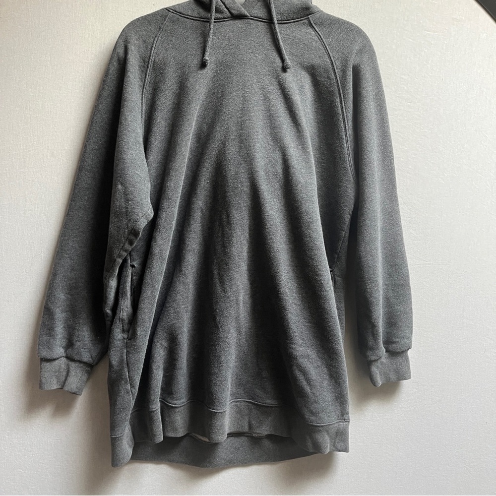 TNA Aritzia Heather Gray Longline Oversized Raglan Hoodie Dress Sz L (22 ptp)
